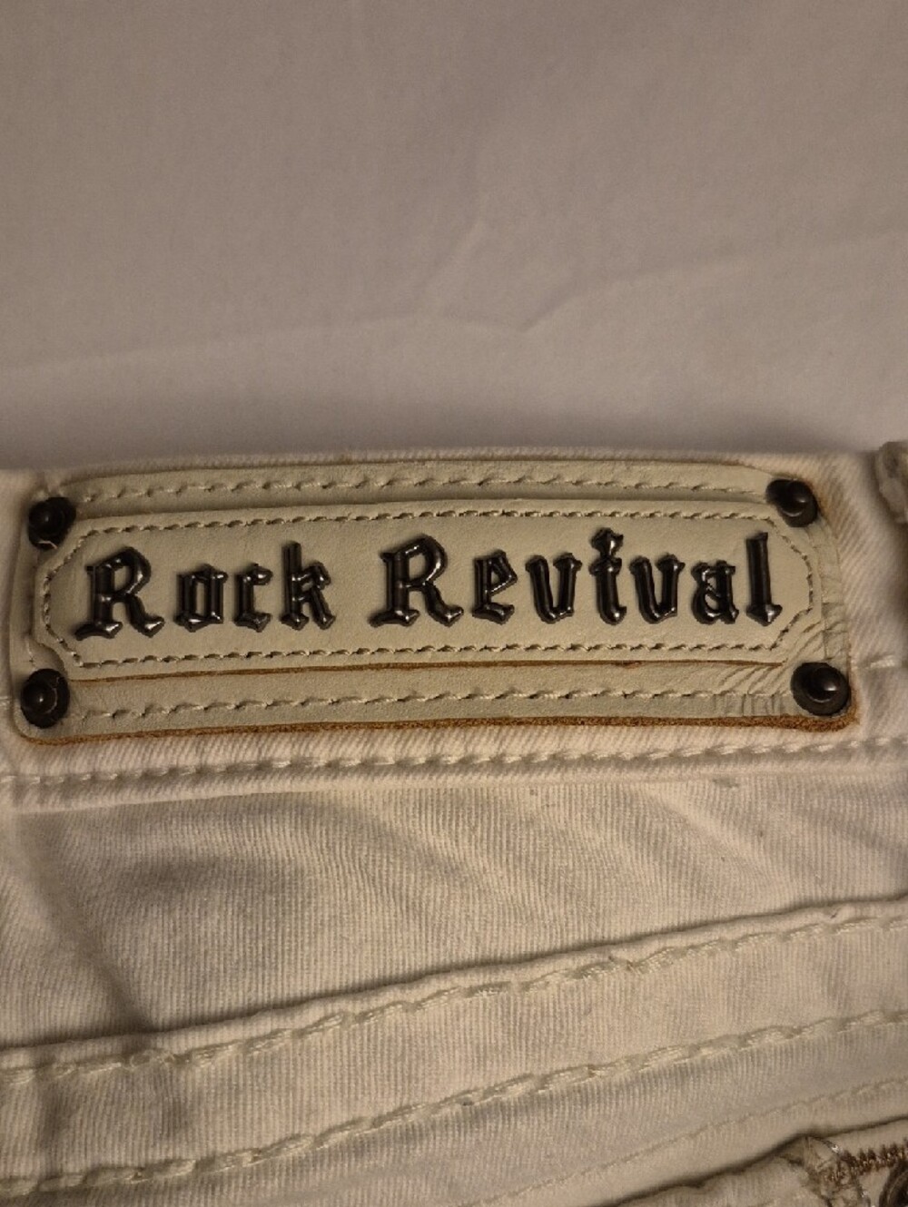 Rock Revival Women's Cream Embroidered Skinny Crop Jeans - Picture 9 of 10